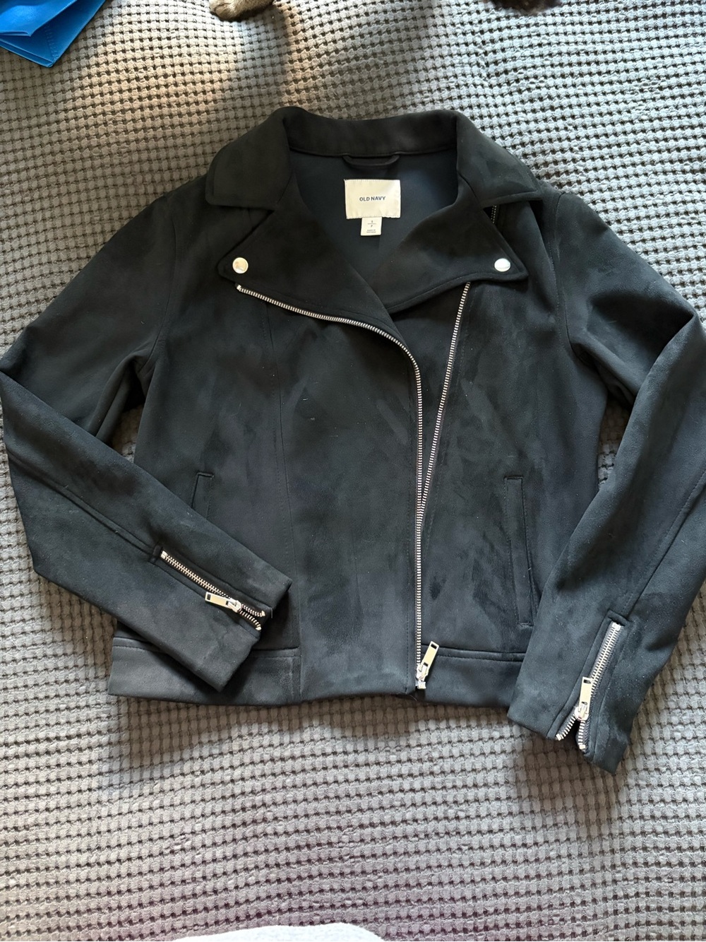 Old Navy Women's Dark Black Suede Moto Jacket